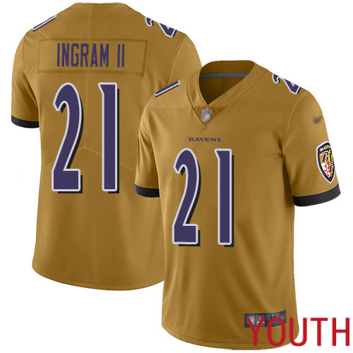 Baltimore Ravens Limited Gold Youth Mark Ingram II Jersey NFL Football 21 Inverted Legend